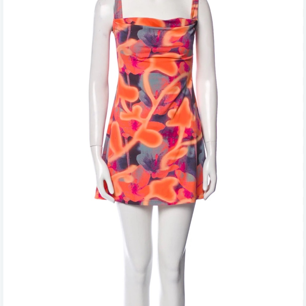Miaou Vibrant Orange and Gray Mini Dress